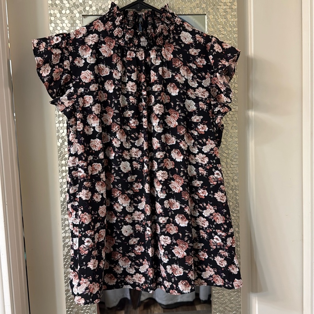 Floral high neck shirt